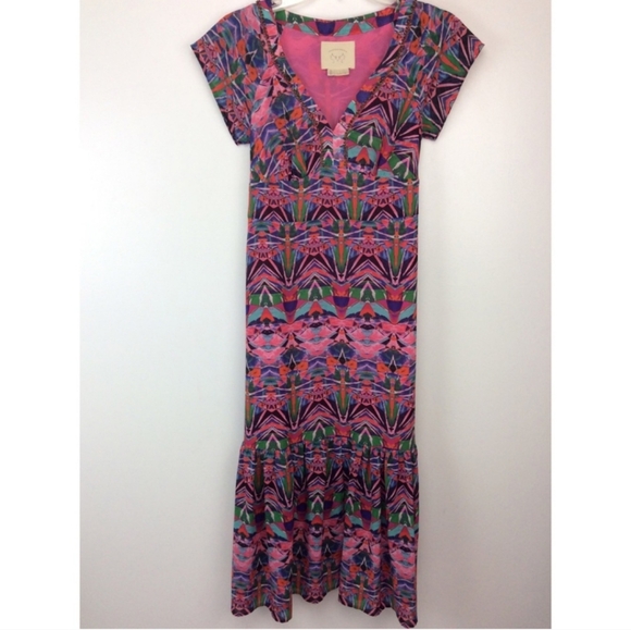 Anthropologie Vanessa Virginia Mural Maxi Dress Size 8 - Picture 4 of 5